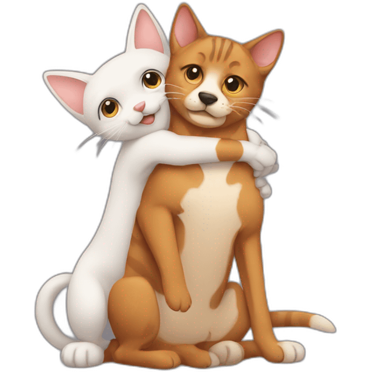 Dog hug cat emoji