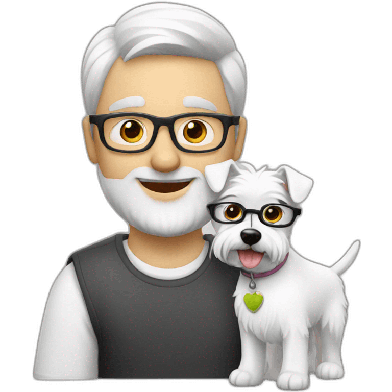 Man with glasses anda with westie dog girl emoji