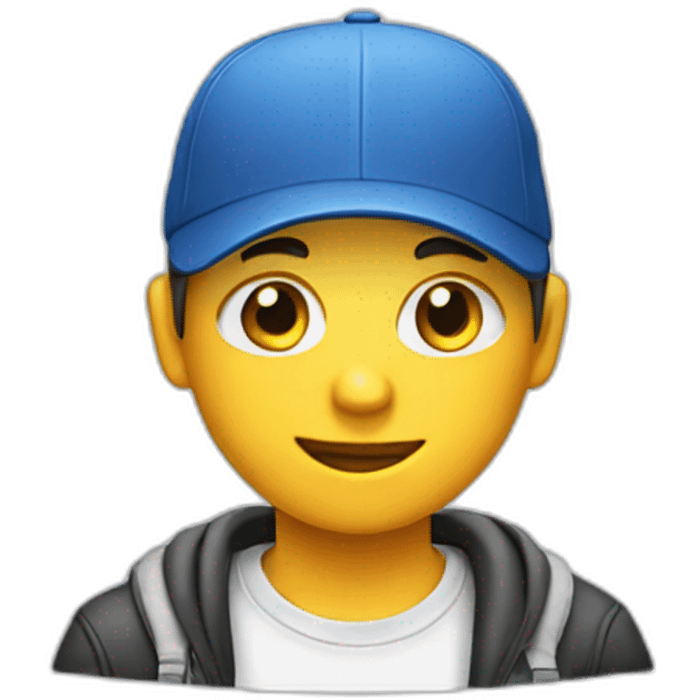 Teen with cap in T shirt emoji