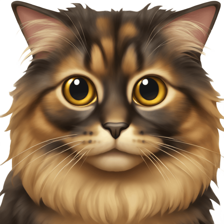 Long haired tortoiseshell brownish cat emoji