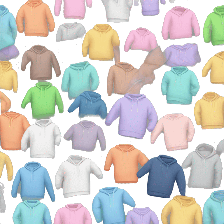 Stack of folded pastel hoodies with patterns emoji