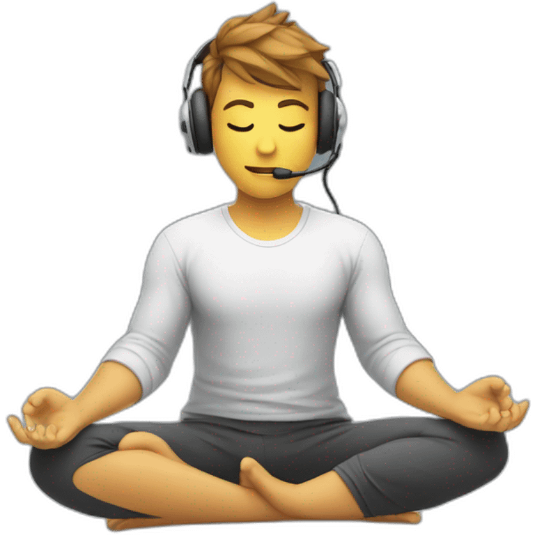 a gamer is sitting at a computer in a yoga pose emoji