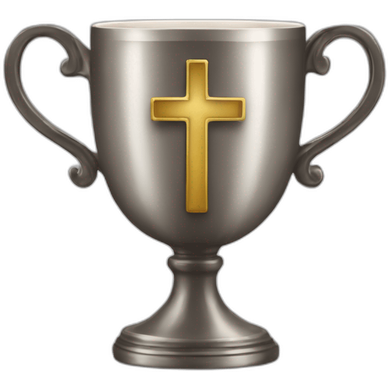 Christian cup for the winner with a cross emoji