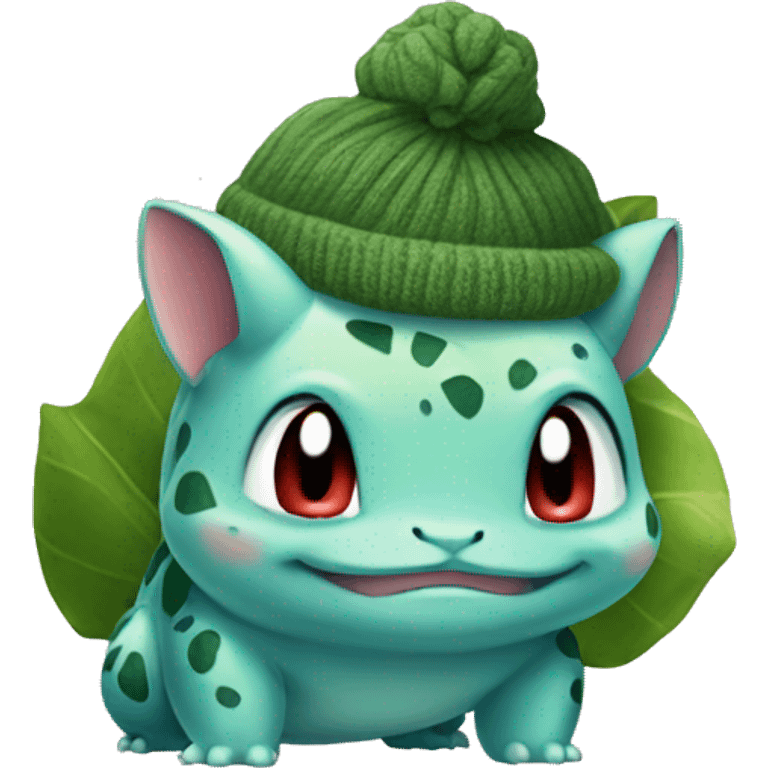 Bulbasaur wearing beanie emoji