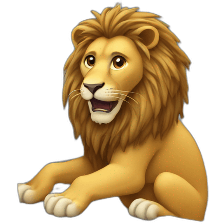 a lion using a computer emoji