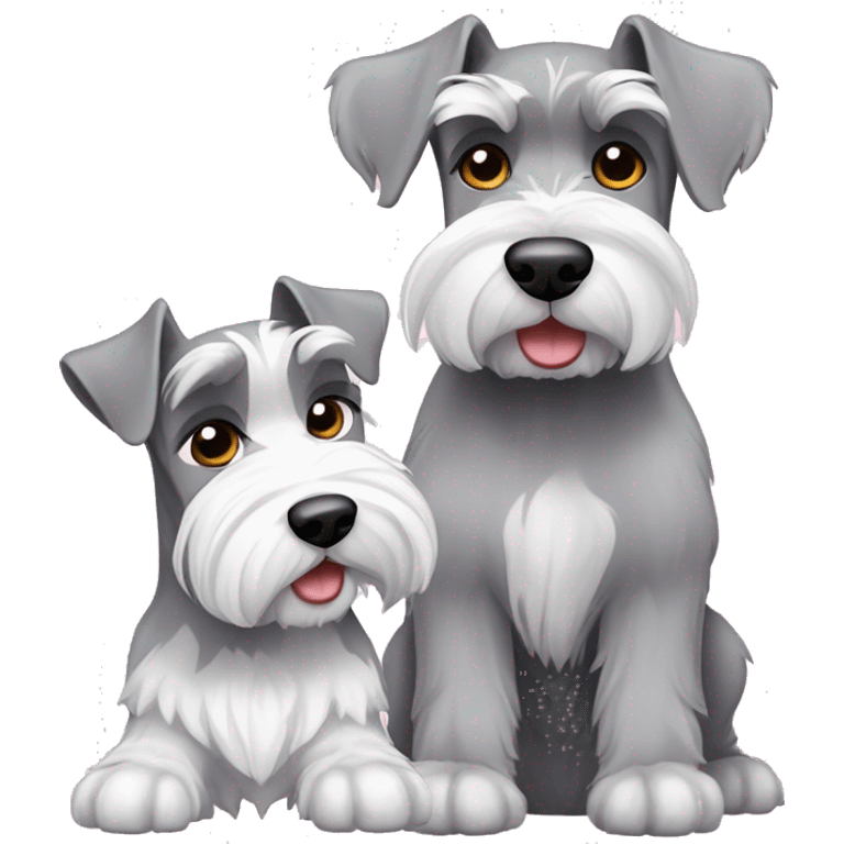 One big gray schnauzer with one small all white schnauzer  emoji