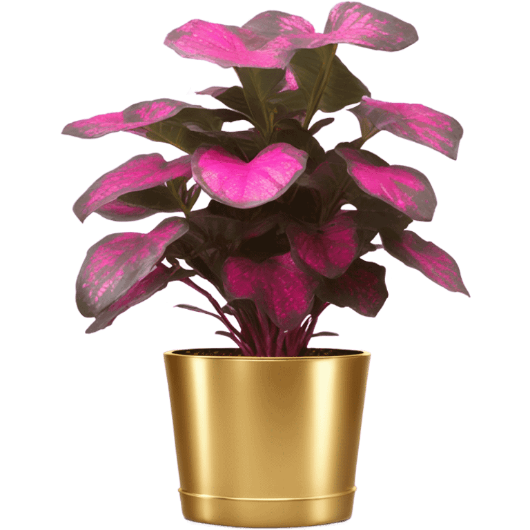 Hippo Hypoestes pink in gold planter emoji