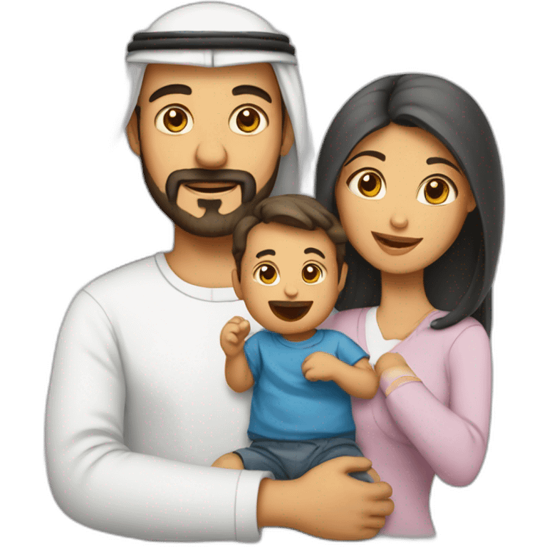 Arab Dad,mom and little baby emoji