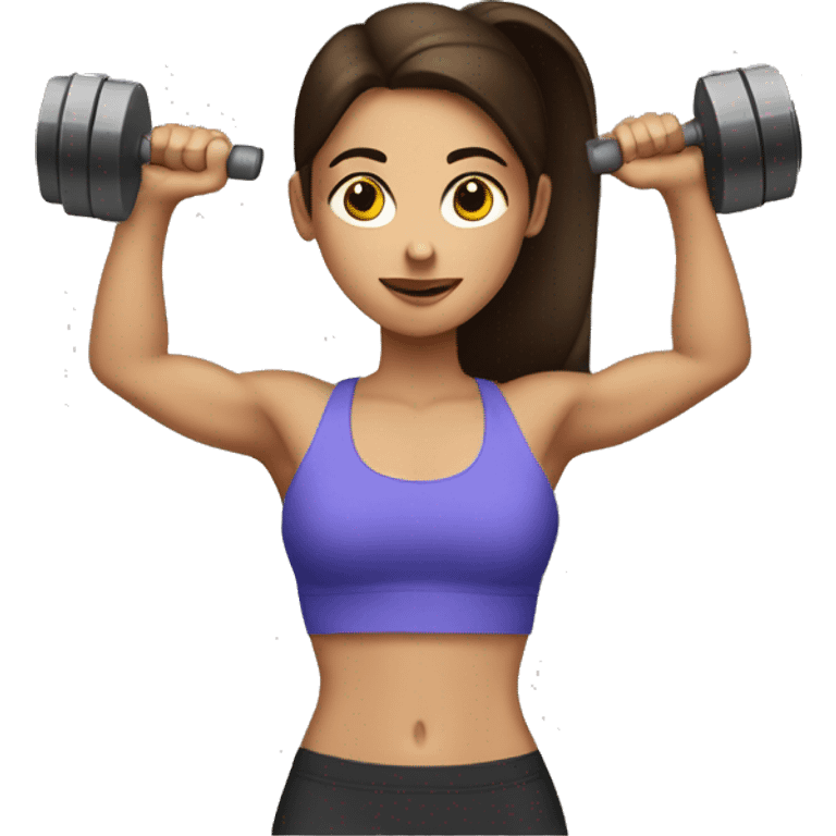 brunette girl with abs lifting weights emoji