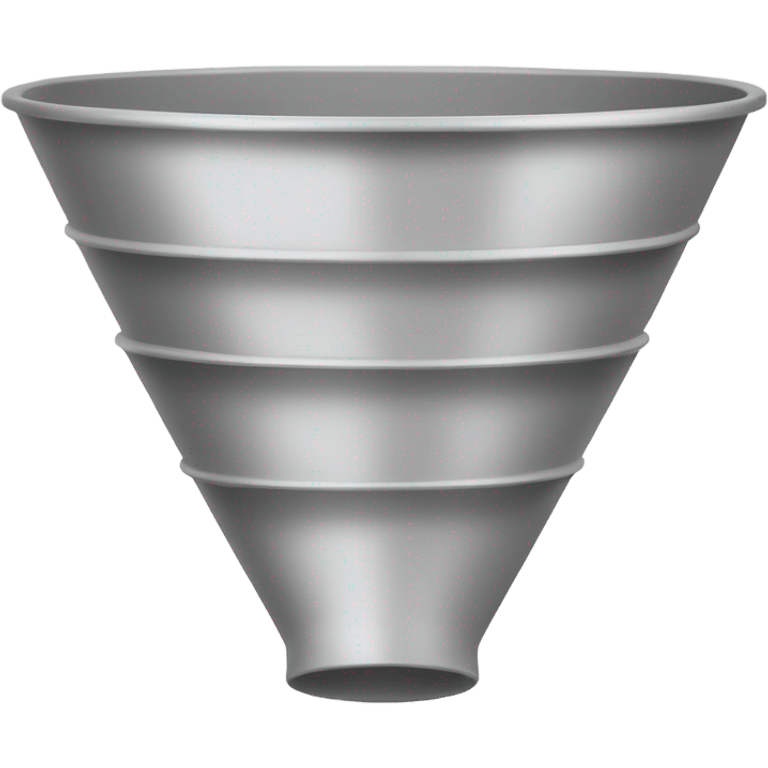 Create a sales funnel image with stacked layers in an emoji style, using simple and rounded shapes, without color or text. The funnel should taper from top to bottom, each section showing a basic emoji-like design. emoji