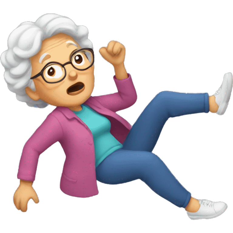 grandma falling emoji