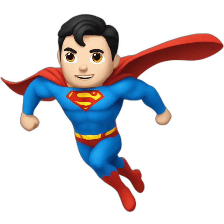 superman volando, ojos azules, pelo rubio, estilo Pixar emoji