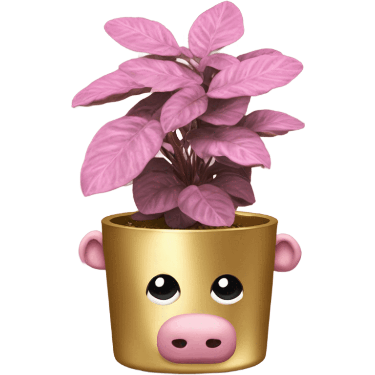 Hippo Hypoestes pink plant in gold pot emoji