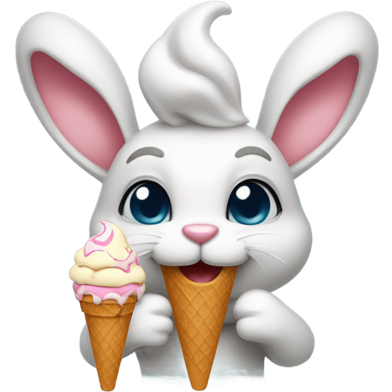 Bunny eating ice cream emoji