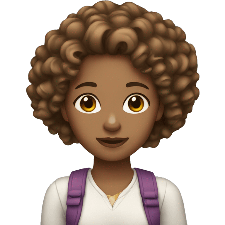 girl emoji light skin with curly brown hair emoji