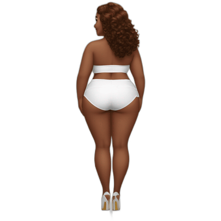 full-body-curvy-beauty-white-knickers-skirt rear view emoji