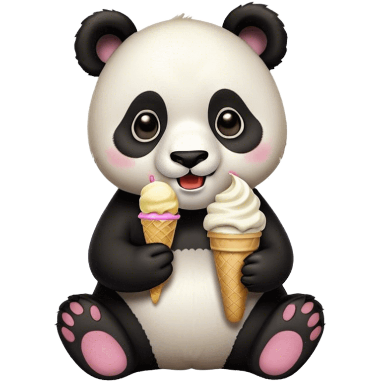 Panda eating ice cream emoji