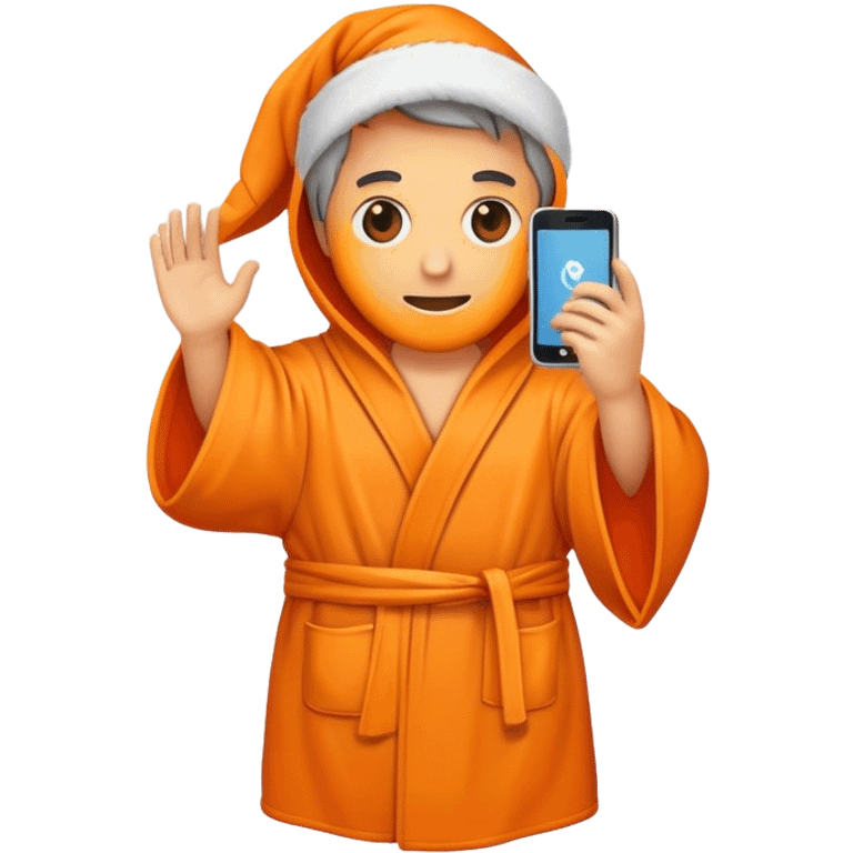 a mobile Phone covered in a orange robe emoji