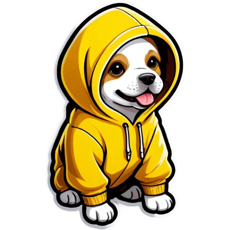 Dog in yellow hoodie  emoji