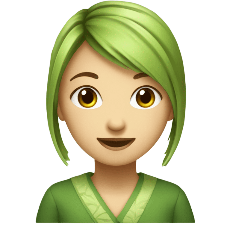 Jeune fille boit du matcha emoji