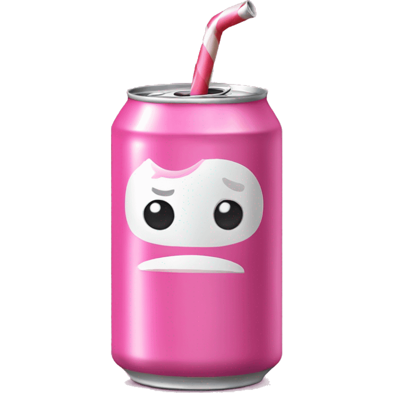 Pink diet soda can with straw and bow emoji