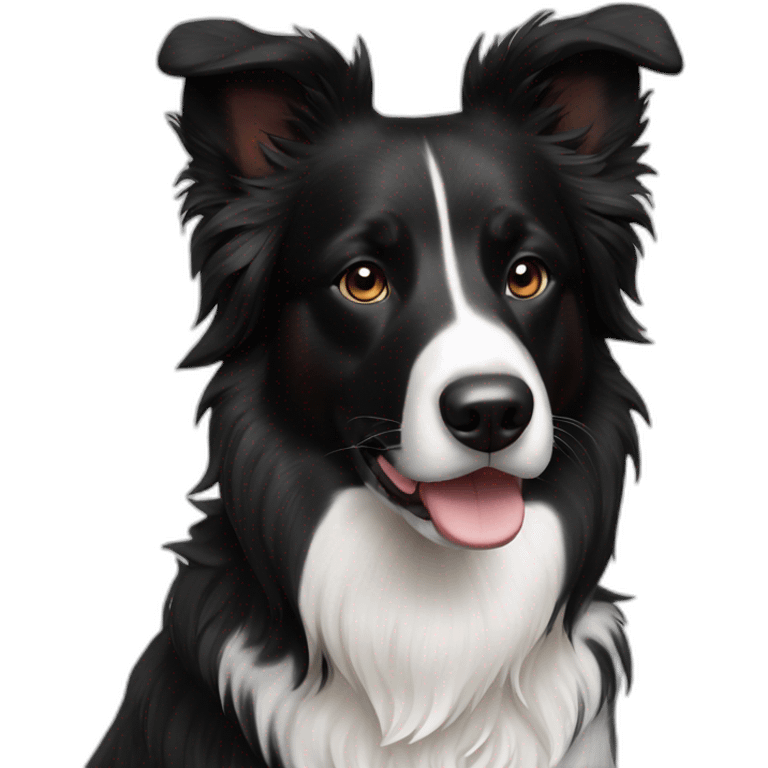 Black and white mixed dog border collie emoji