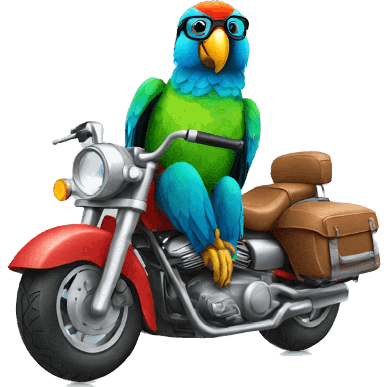 parrot with glasses on motorbike emoji