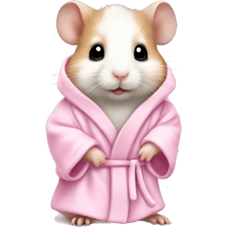 baby hamster in light pink robe full body emoji