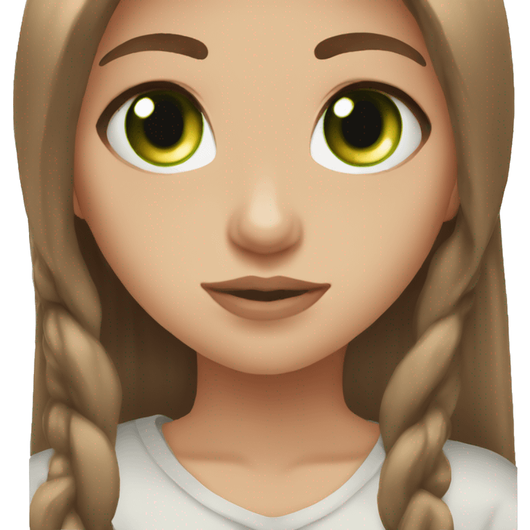 Girl aesthetic green eyes long brown hair emoji