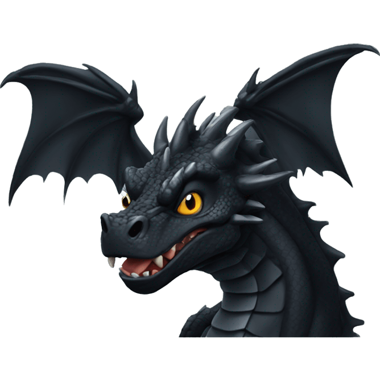 Black dragon with a mean face emoji