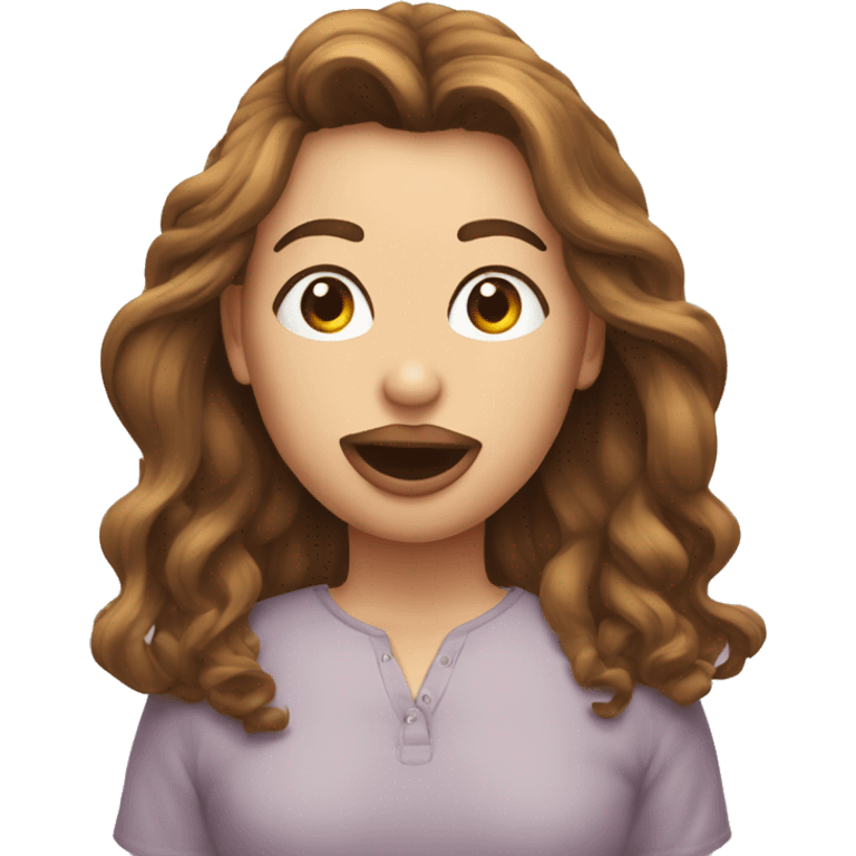 emoji con una ceja levantada y los labios inchados y un moño en el pelo emoji