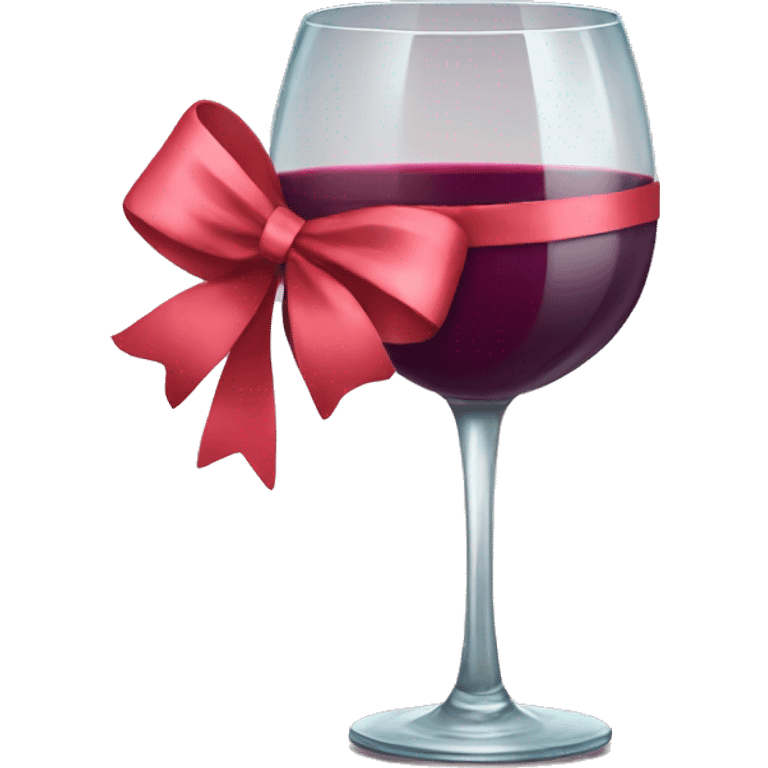 pretty wine glass with wine in it, with a pretty bow emoji