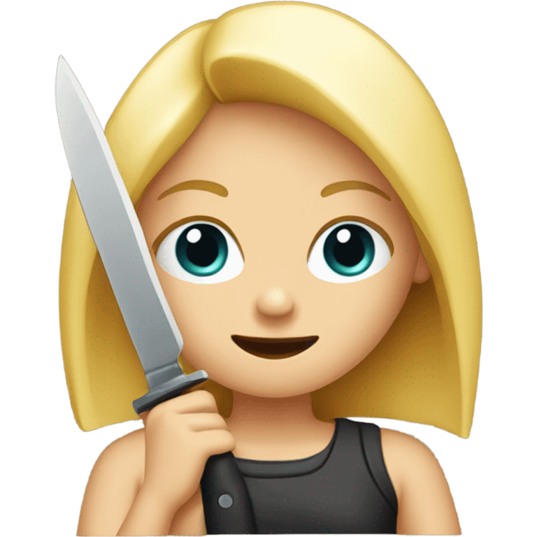 Blonde girl with knife emoji