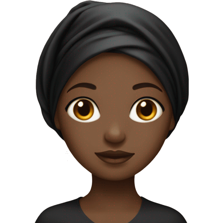 black girl with black satin bonnet on head emoji