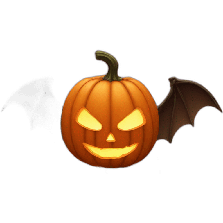 pumpkin on fire with bat wings emoji