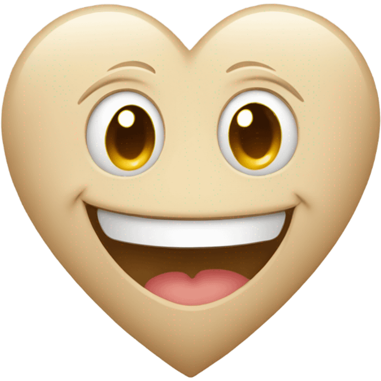 Beige heart with cute smile emoji