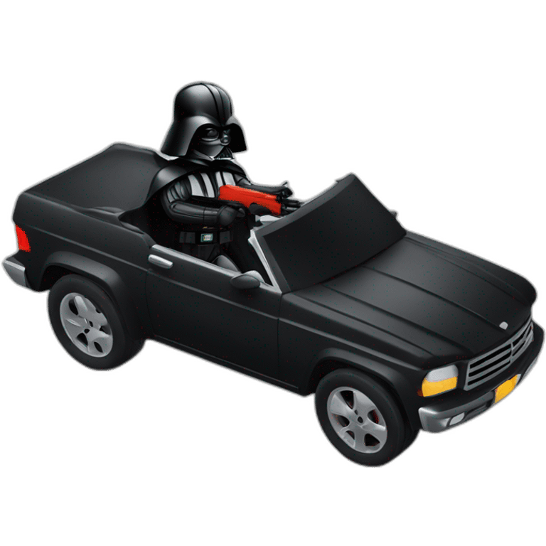 Dark vader driving a car with gun emoji