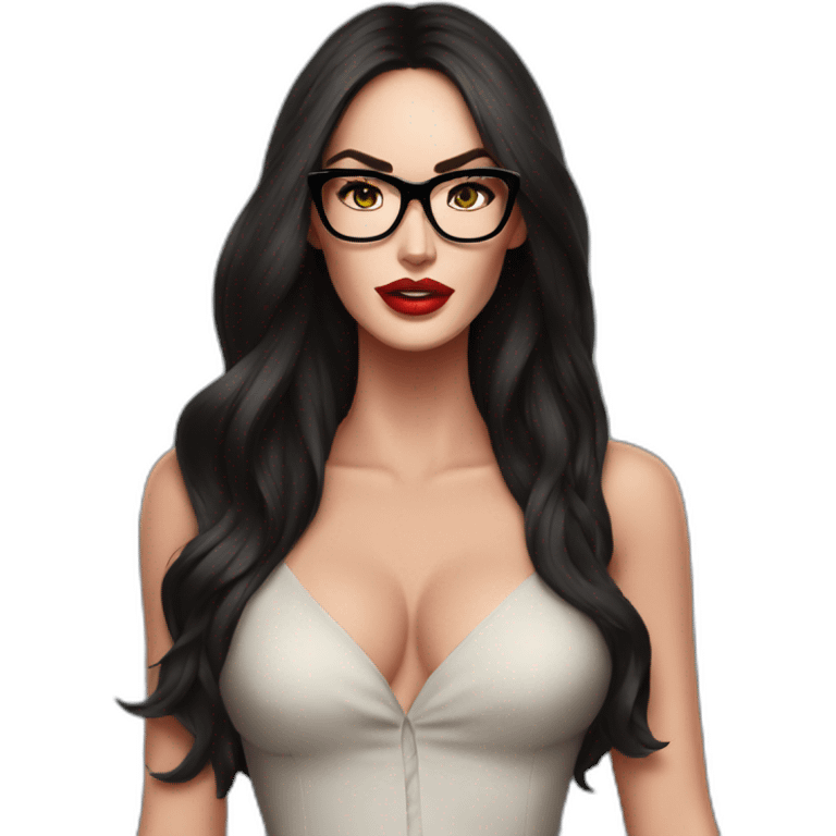 Megan Fox con lentes y vestido largo emoji