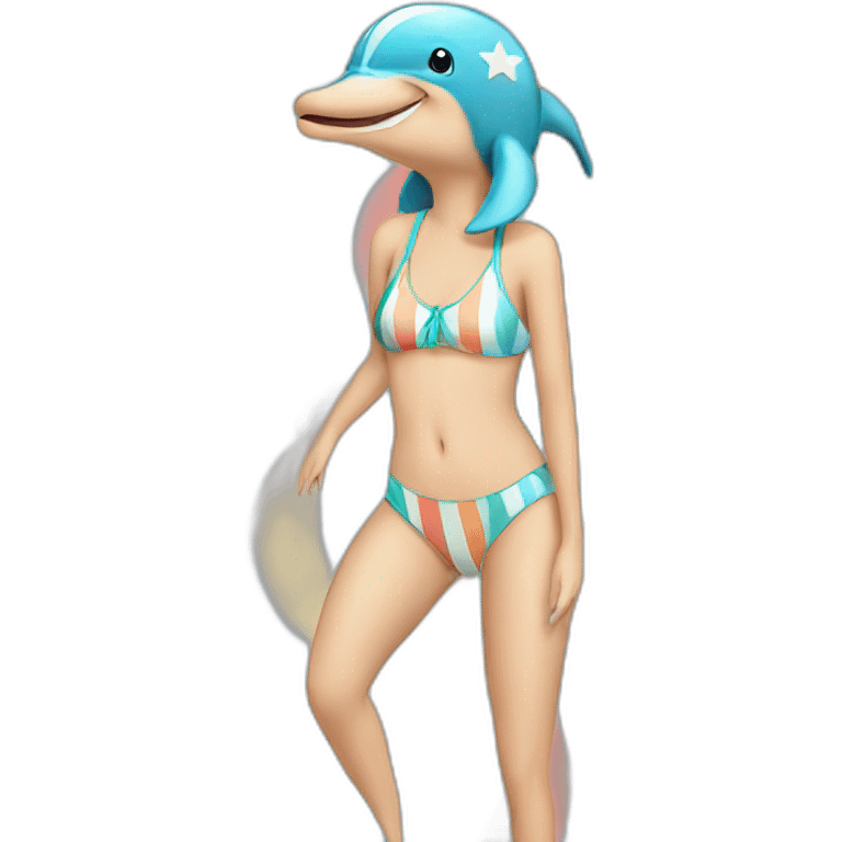 Dolphin with a star and stripe Swimsuit emoji