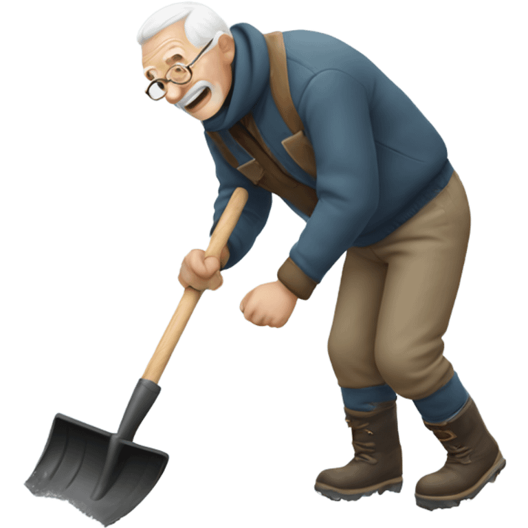 Old man falling shoveling snow  emoji