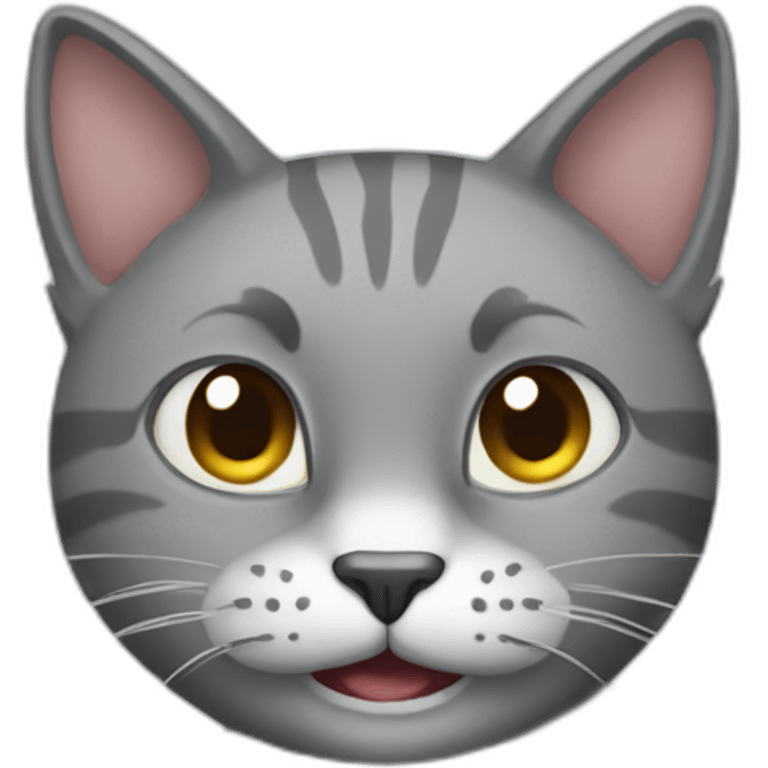 A grey cat throwing up emoji