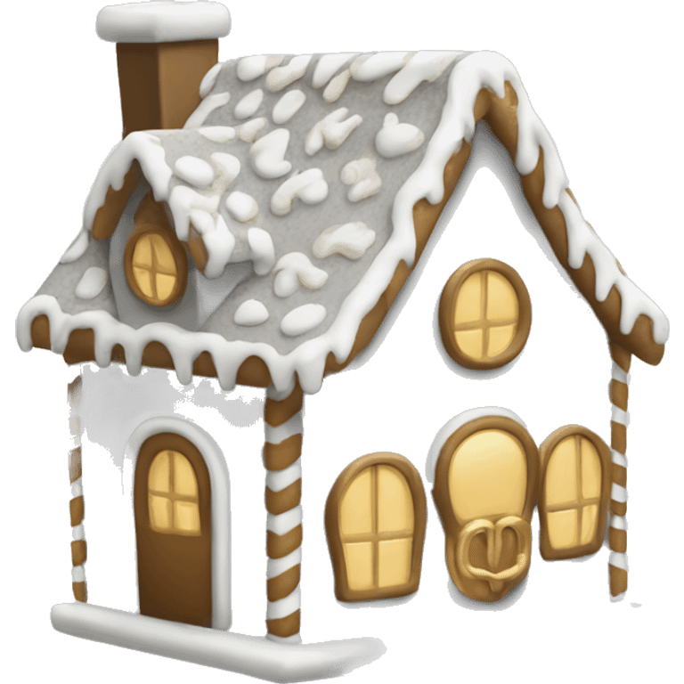 light grey and gold and black gingerbread house emoji