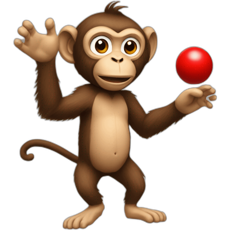 A monkey throws darts at a red ball emoji