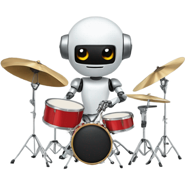 cute robot plays the drum set emoji