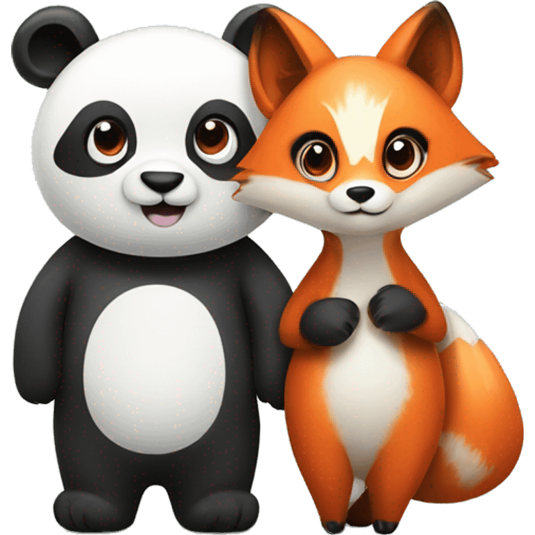 a panda and a fox couple in love emoji