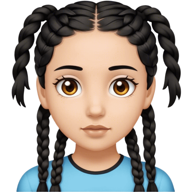 girl with brown eyes black hair and two braids  emoji