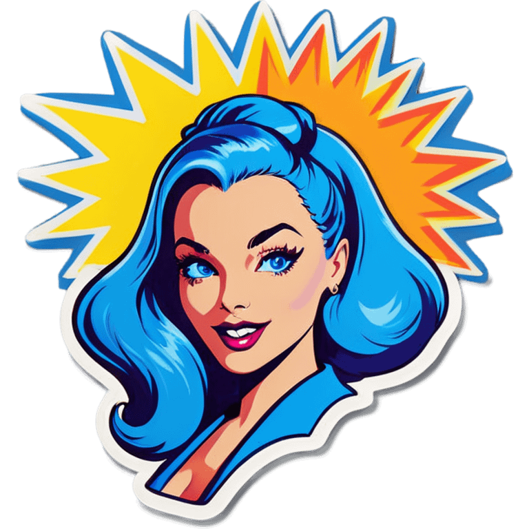 Pop art sexy women with blue hear emoji