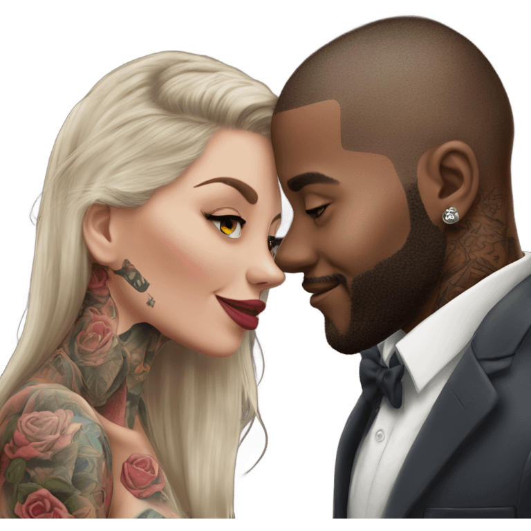 Romantic movie theater date for beautiful tattooed couple emoji