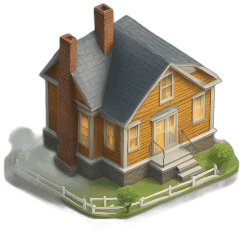 Whiskey glass house isometric emoji