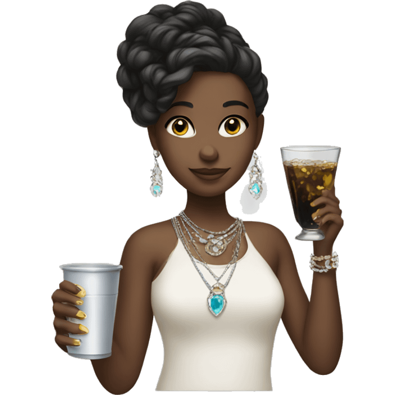 girl with drink and jewelry emoji